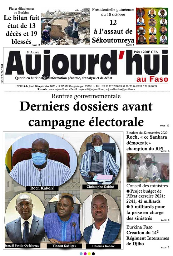 A la Une du 10 septembre 2020