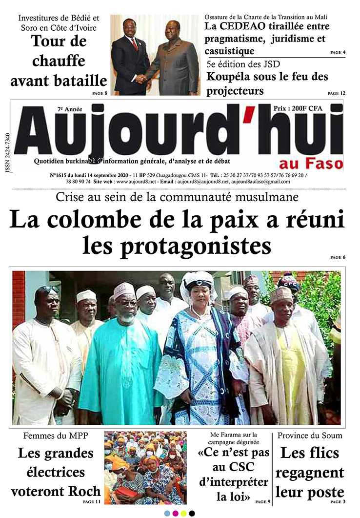 A la Une du 14 septembre 2020