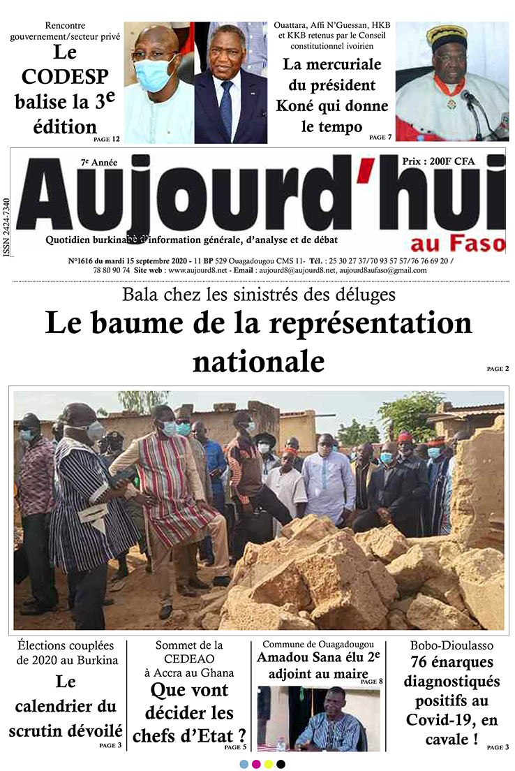 A la Une du 15 septembre 2020