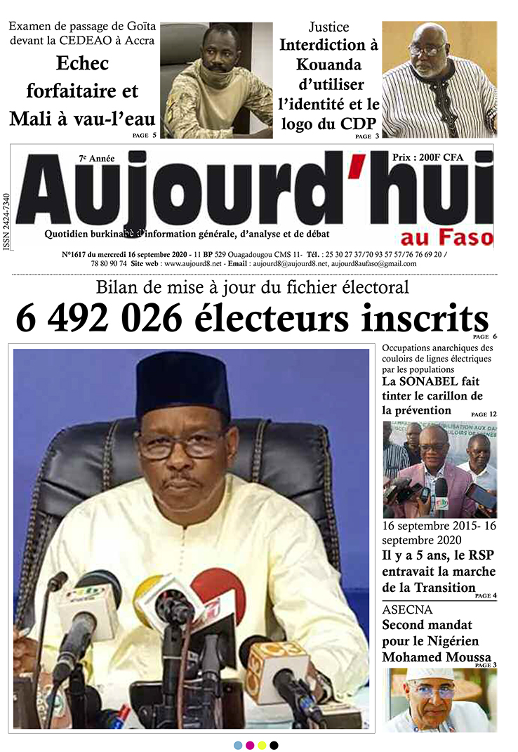 A la Une du 16 septembre 2020