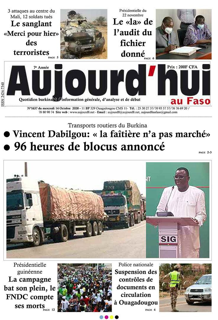 A la Une du 14 octobre 2020