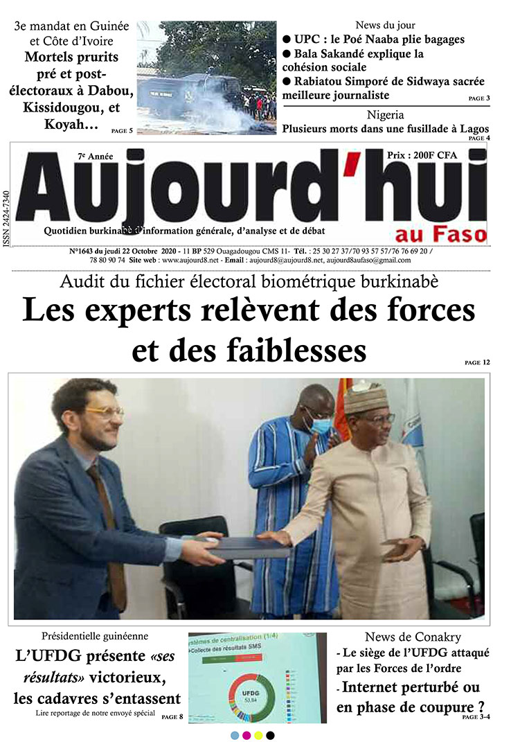 A la Une du 22 octobre 2020