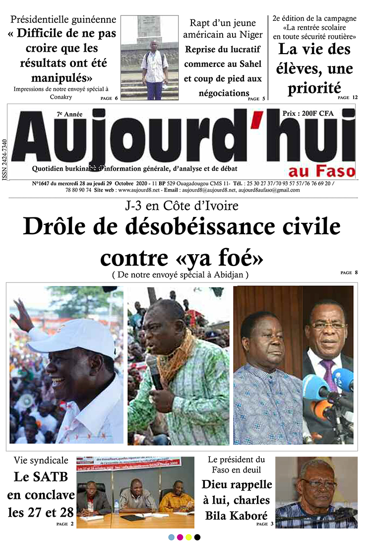 A la Une du 28 octobre 2020