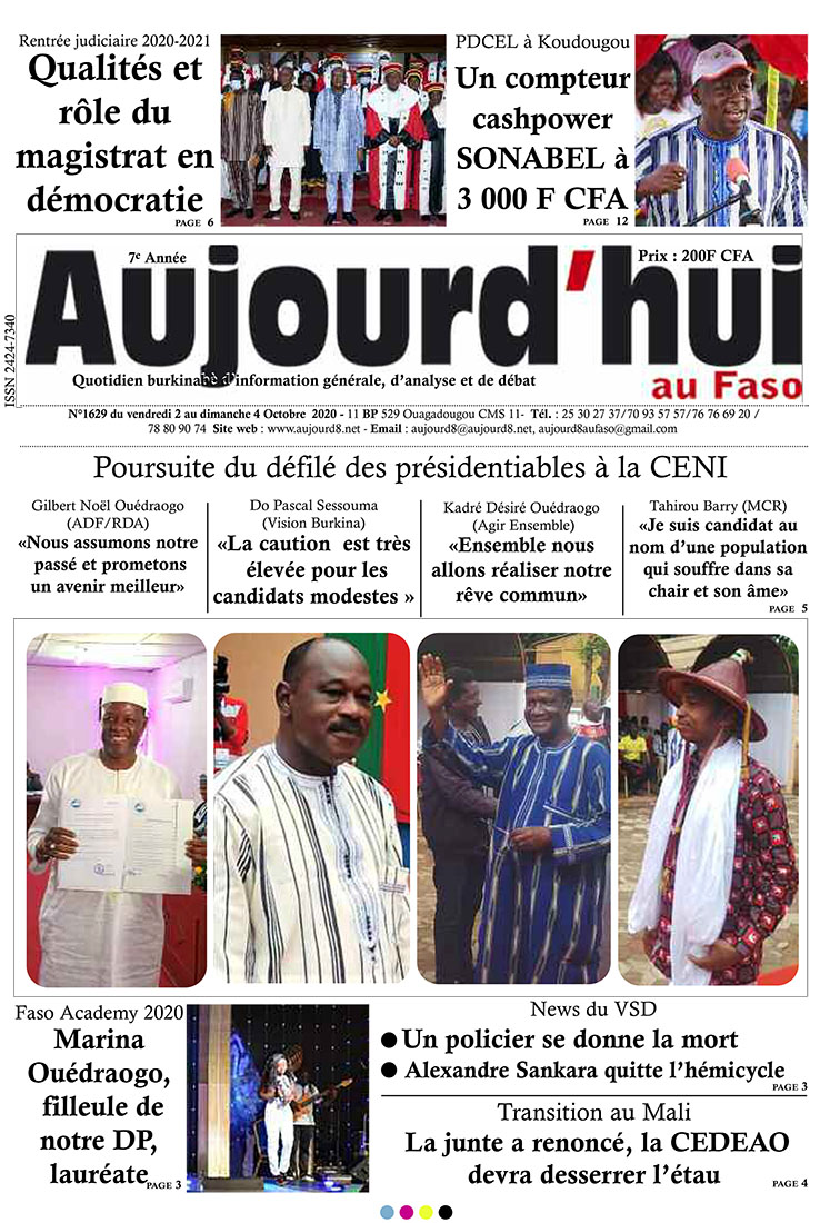 A la Une du 2 octobre 2020