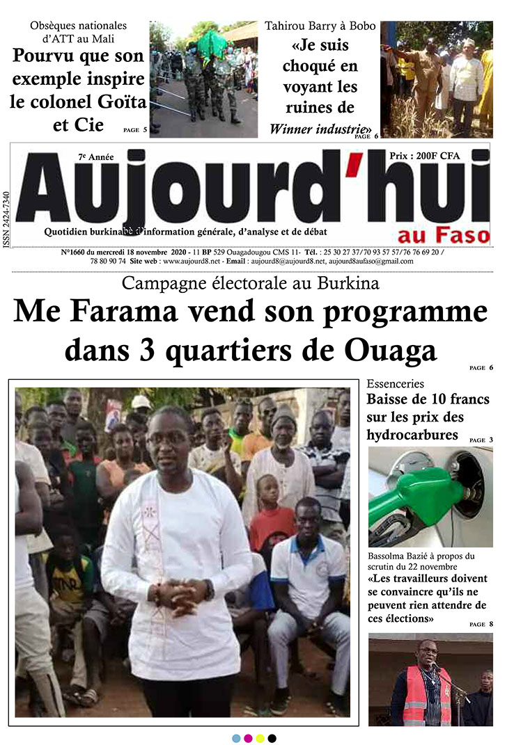 A la Une du 18 novembre 2020