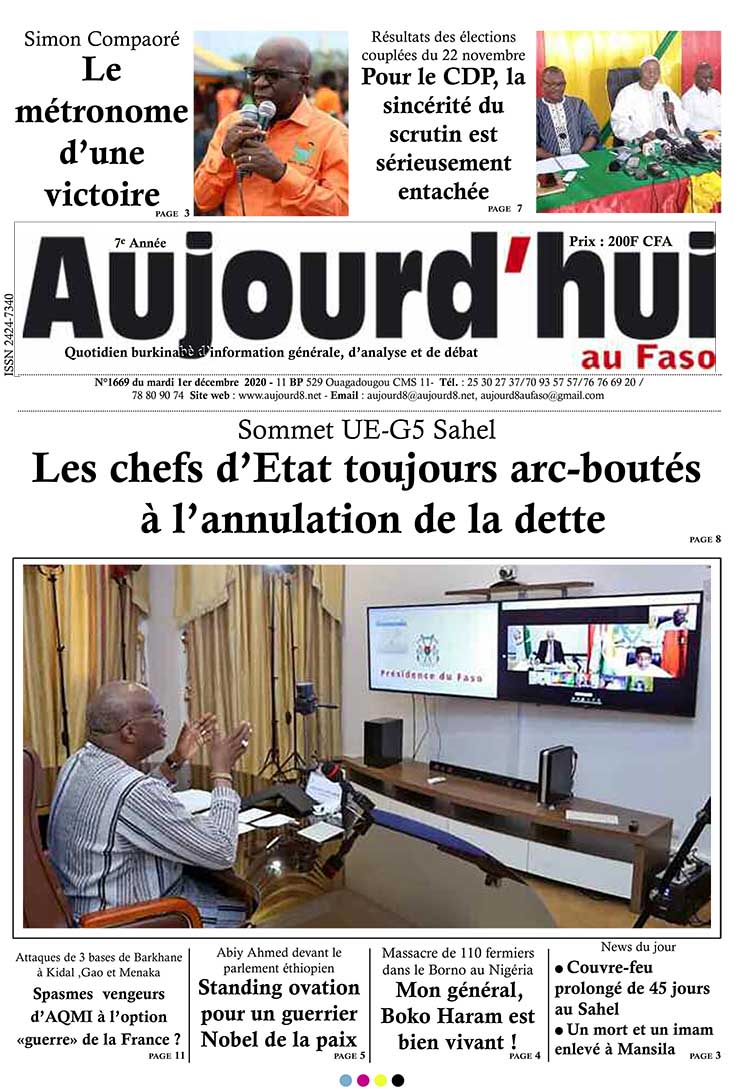 A la Une du 1er décembre 2020