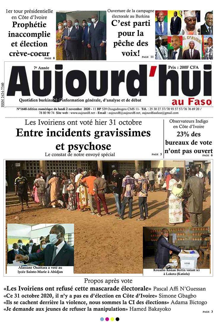 A la Une du 2 novembre 2020