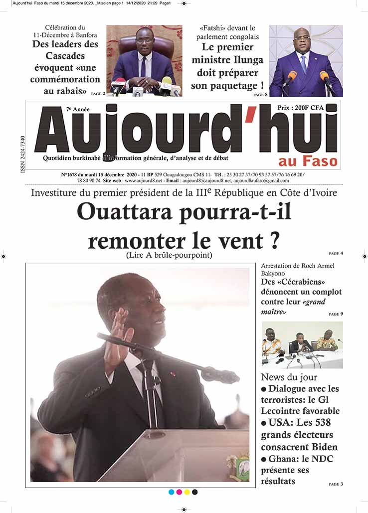 A la Une du 15 décembre 2020