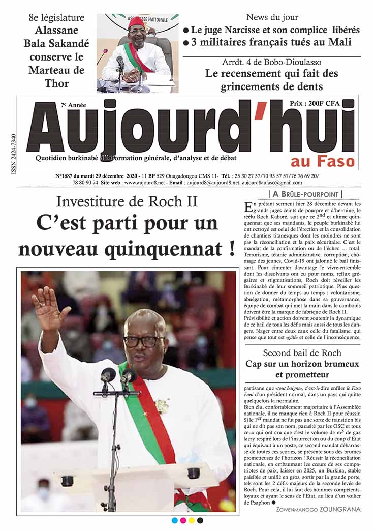 A la une du 29 décembre 2020