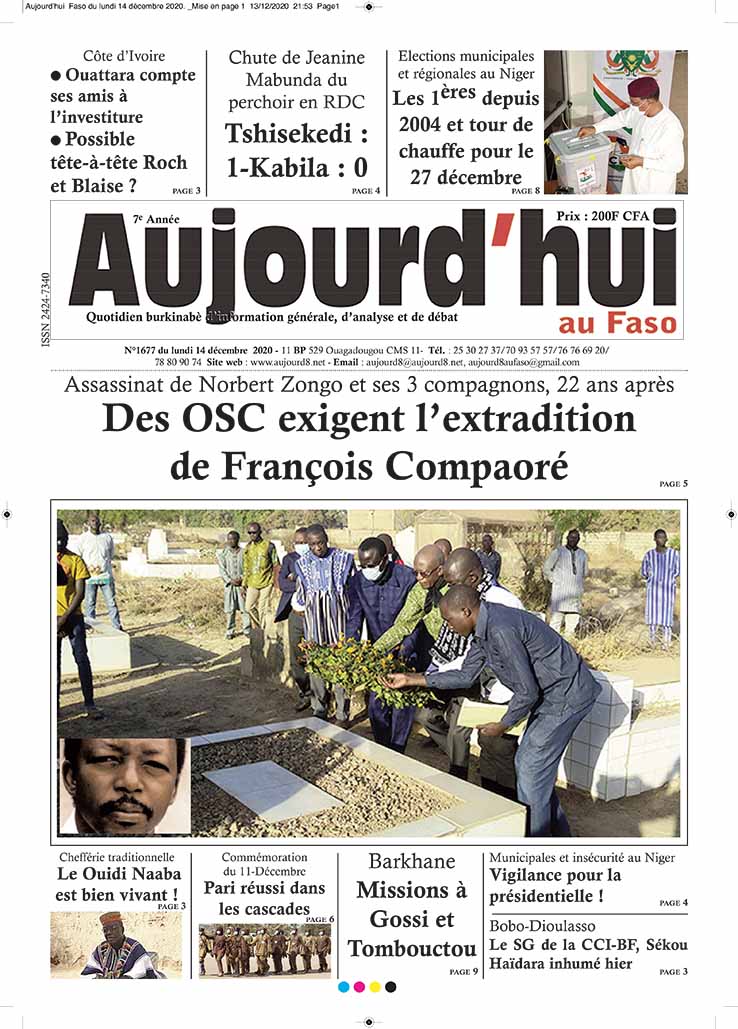 A la Une du 14 décembre 2020